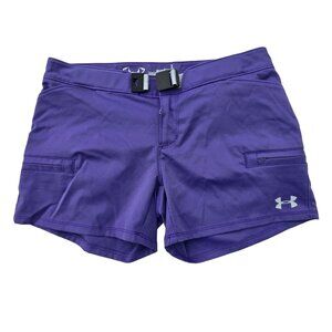 Under Armour HeatGear Womens Semi-Fitted Purple Athletic Shorts W/ Adjustable Bu